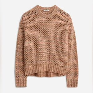 NWOT Madewell Space-Dyed Stripe Open-Knit Sweater - Medium - Orange Ivory